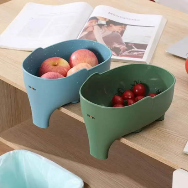 Elephant Drain Basket Multi-Purpose Kitchen Storage Drain Basket Household Fruit and Vegetable Basket Plastic Drain Basket - Image 2