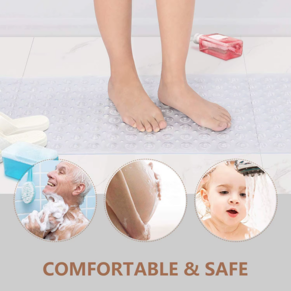 Rectangle PVC Anti-Skid Bath Mats Soft Shower Bathroom Massage Mat Suction Cup Non-Slip Bathtub Carpet Large Size - Image 3