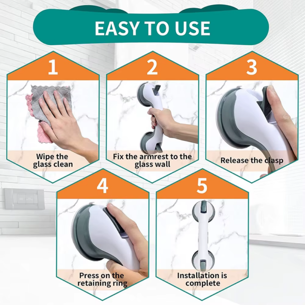 New Shower Handle Grab Bars Ultra Grip Dual Locking Safety Suction Cups Helping Handle anti Slip Support for Toilet Bathroom - Image 4