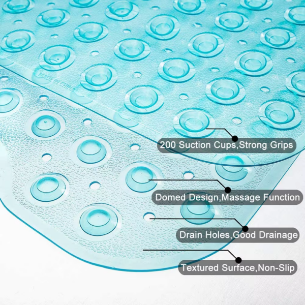 Rectangle PVC Anti-Skid Bath Mats Soft Shower Bathroom Massage Mat Suction Cup Non-Slip Bathtub Carpet Large Size - Image 7