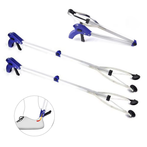 Foldable Garbage Clip Extension Clamp Aluminum Handicap Tool Long-Arm Extension for Waste Collecto Folding Pickup Clip - Image 4