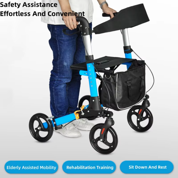 Elderly Disabled Rehabilitation Walking Assist Rollator Walker Aluminum Alloy Folding Pulley Training Mobility Aid Household - Image 5