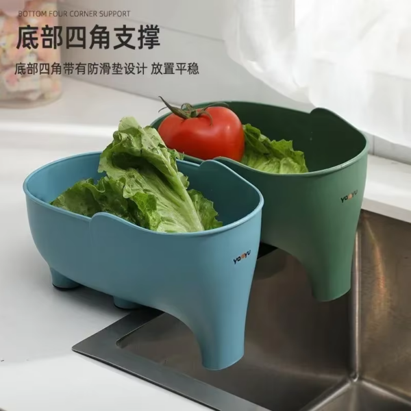 Elephant Drain Basket Multi-Purpose Kitchen Storage Drain Basket Household Fruit and Vegetable Basket Plastic Drain Basket - Image 4