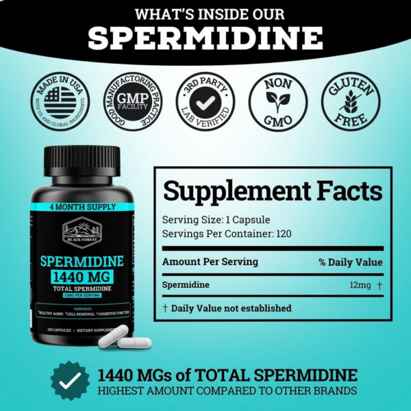 Spermidine 1440MG | 12MG per Capsule | 4 Month Supply Healthcare Natural - Image 3