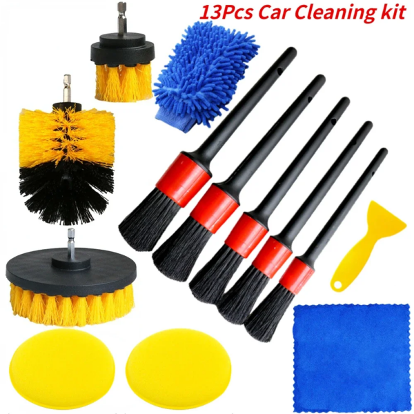 ZOPOSON New Car Cleaning Kit Scrubber Drill Detailing Brush Set Air Conditioner Vents Towel Polisher Car Auto Detailing Tools - Image 9