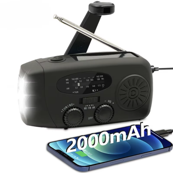 Emergency Portable Radio 2000Mah Solar Hand Crank Cell Phone Charger AM/FM Radio LED Flashlight Outdoor Indoor Light Night - Image 16