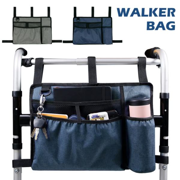 Walker Bag Basket with Cup Holder Suit for Adult Folding Walkers Seniors, Elderly, Handicap Carry Storage Pouch Organizer - Image 2