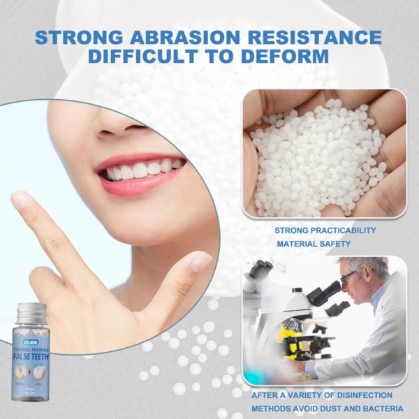 EELHOE Moldable False Teeth, Shapeable Dental Gel Dentures Temporary Fillings Cavities and Teeth Fillings Temporary Tooth Filling Denture Kit Oral - Image 7