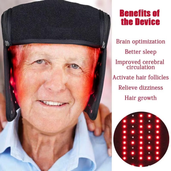 LED Red Light Therapy Hat for Hair Growth Red & Infrared Light Hair Growth Cap for Hair Loss Promote Hair Fast Regrow Care Cap - Image 2