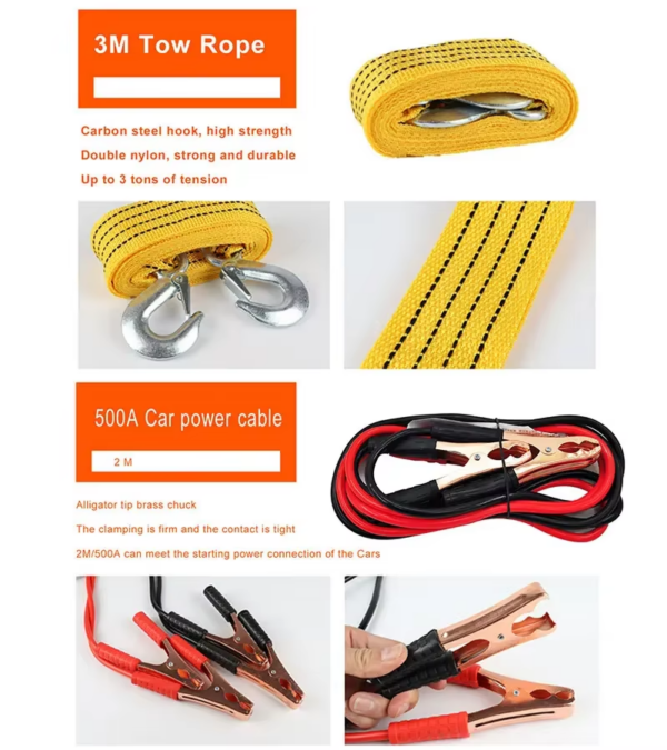 13 in 1 Car Emergency Kit with Tyre Inflator Machine Extinguisher for Emergency Repair and Rescue - Image 6