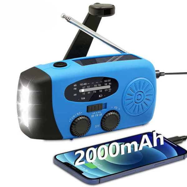 Emergency Portable Radio 2000Mah Solar Hand Crank Cell Phone Charger AM/FM Radio LED Flashlight Outdoor Indoor Light Night - Image 9