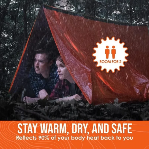 Life Tent Emergency Survival Shelter 2 Person Emergency Tent 2.4*1.5M Survival Tent Emergency Shelter with Whistle & Paracord - Image 5
