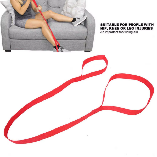 Red Leg Lifting Strap Leg Lifting Belt Bed Wheelchair Foot Lifting Moving Aid Helper Band for Injuries Elderly Disabled Patients - Image 3