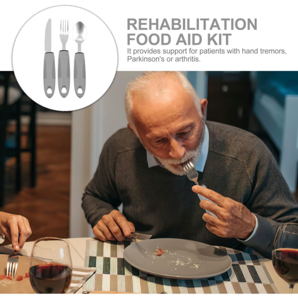 Elderly Utensils Adaptive Built Cutlery up Bendable Spoon Handicapped People Fork Elderly Set Parkinsons Non Handle Silverware - Image 7