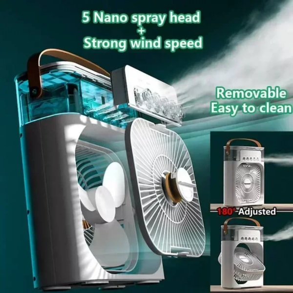 Portable Air Conditioner Fan Household Hydrocooling Water Mist Cooler Portable Air Adjustment for Office 3 Speed Fan - Image 3