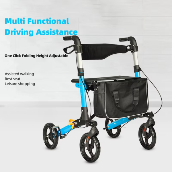 Elderly Disabled Rehabilitation Walking Assist Rollator Walker Aluminum Alloy Folding Pulley Training Mobility Aid Household - Image 4