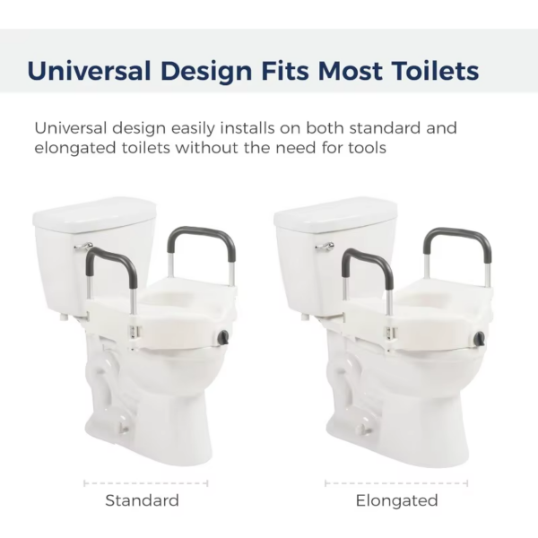 Drive Medical RTL12027RA 2-In-1 Raised Toilet Seat with Removable Padded Arms, Standard Seat - Image 6