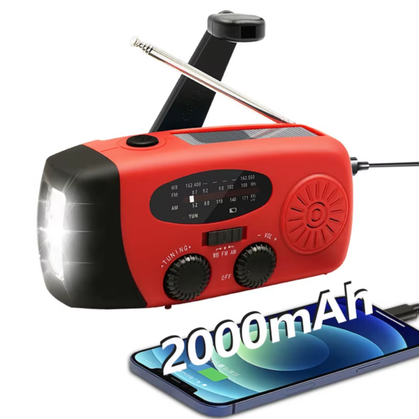 Emergency Portable Radio 2000Mah Solar Hand Crank Cell Phone Charger AM/FM Radio LED Flashlight Outdoor Indoor Light Night - Image 17
