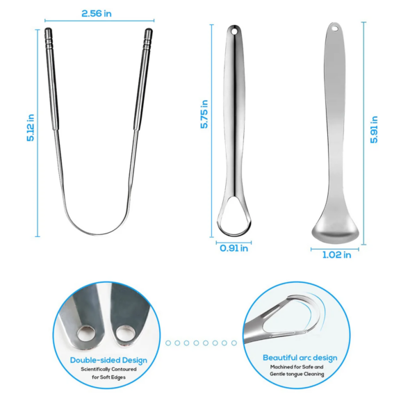 Premium 1Pcs/3Pcs Metal Tongue Scraper Cleaner for Adults & Kids, Portable Stainless Steel Tongue Scrapers Brushes for Removing - Image 3