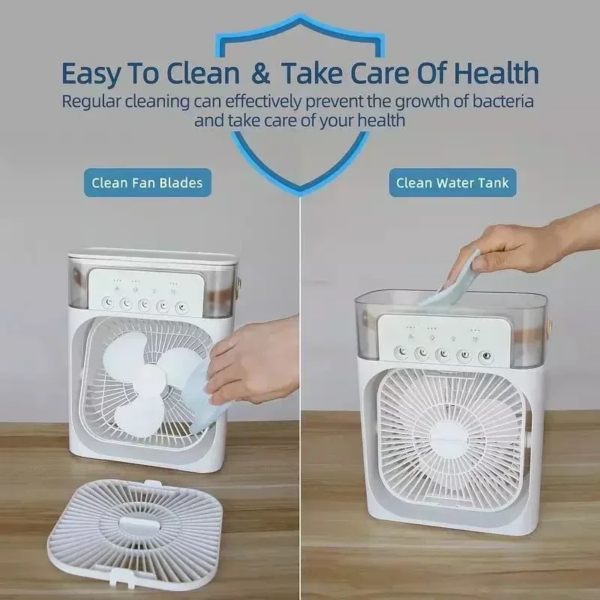 Portable Air Conditioner Fan Household Hydrocooling Water Mist Cooler Portable Air Adjustment for Office 3 Speed Fan - Image 7