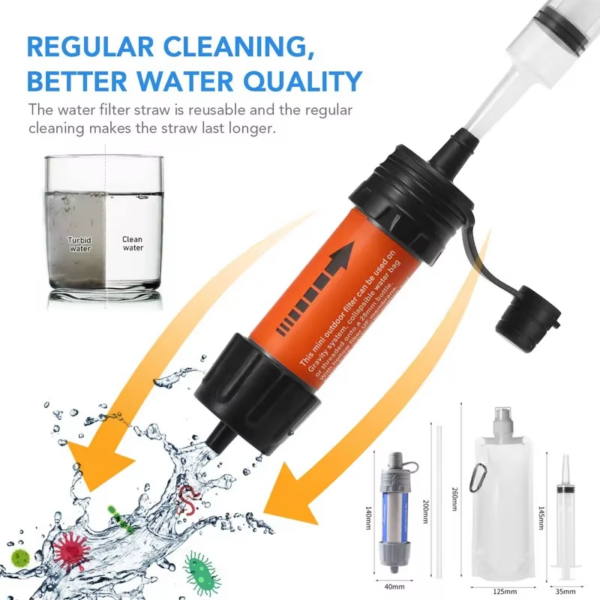 Outdoor Water Filter Straw Portable Water Purifier Survival Emergency Drinking Purifier Camping Hiking Backpacking Emergency - Image 2