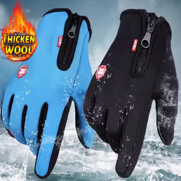 Winter Gloves for Men Waterproof Windproof Cold Gloves Snowboard Motorcycle Riding Driving Warm Touchscreen Zipper Glove - Image 3