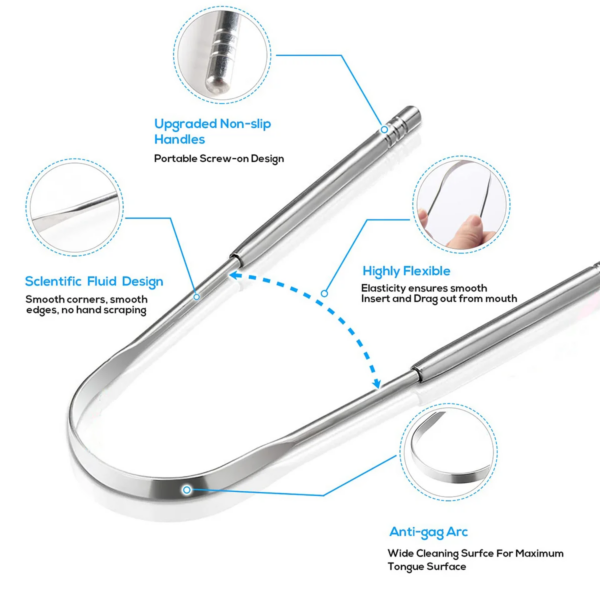 Premium 1Pcs/3Pcs Metal Tongue Scraper Cleaner for Adults & Kids, Portable Stainless Steel Tongue Scrapers Brushes for Removing - Image 4