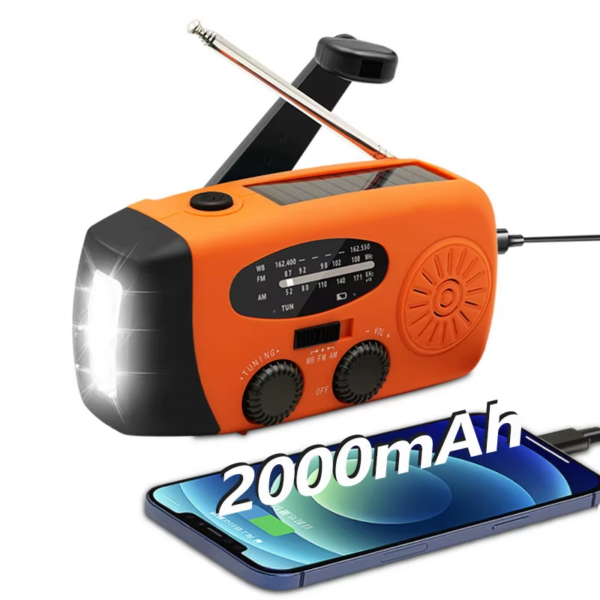 Emergency Portable Radio 2000Mah Solar Hand Crank Cell Phone Charger AM/FM Radio LED Flashlight Outdoor Indoor Light Night - Image 18