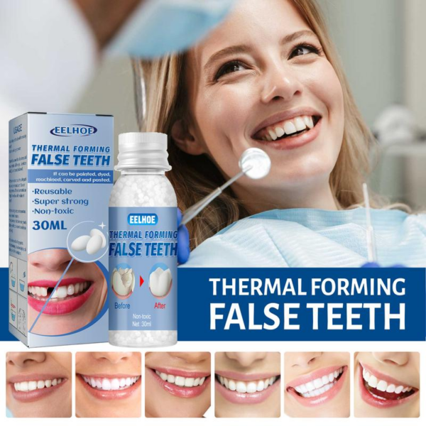 EELHOE Moldable False Teeth, Shapeable Dental Gel Dentures Temporary Fillings Cavities and Teeth Fillings Temporary Tooth Filling Denture Kit Oral - Image 3