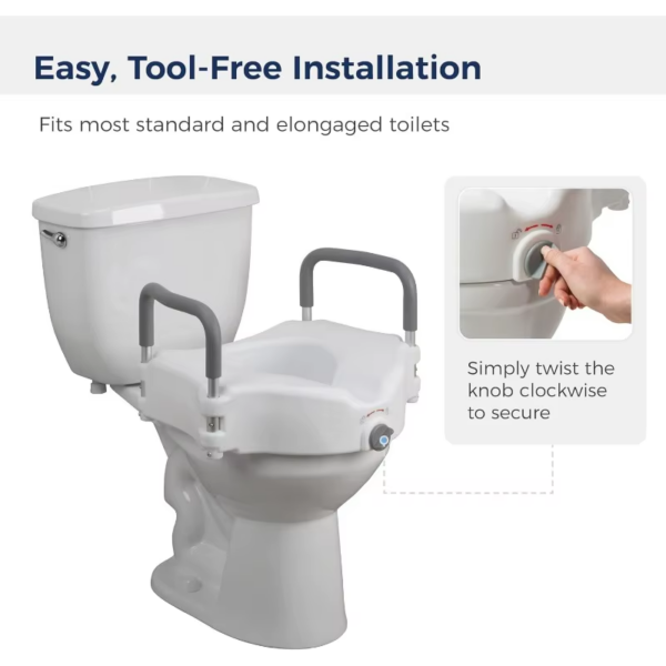 Drive Medical RTL12027RA 2-In-1 Raised Toilet Seat with Removable Padded Arms, Standard Seat - Image 4
