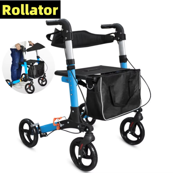 Elderly Disabled Rehabilitation Walking Assist Rollator Walker Aluminum Alloy Folding Pulley Training Mobility Aid Household - Image 2