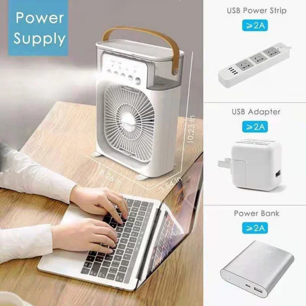 Portable Air Conditioner Fan Household Hydrocooling Water Mist Cooler Portable Air Adjustment for Office 3 Speed Fan - Image 5