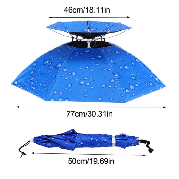 80Cm Head-Mounted Foldable Umbrella Double-Layer Windproof Anti-Uv Fishing Umbrella Outdoor Camping Cycling Sunshade Hat - Image 6