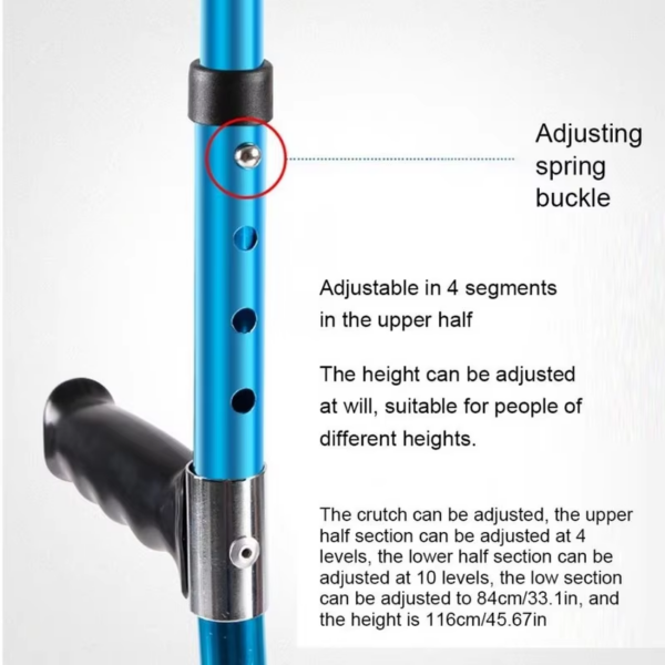 Adjustable Telescopic Underarm Cane Crutch Crutches Aluminum Alloy for Disabled Seniors Elderly Portable Folding Walking Stick O - Image 7