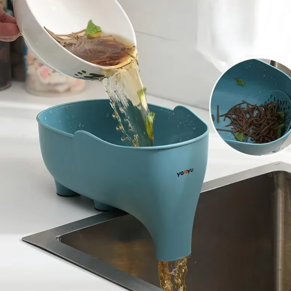 Elephant Drain Basket Multi-Purpose Kitchen Storage Drain Basket Household Fruit and Vegetable Basket Plastic Drain Basket - Image 3