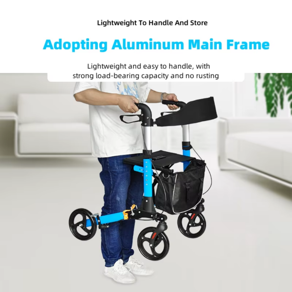 Elderly Disabled Rehabilitation Walking Assist Rollator Walker Aluminum Alloy Folding Pulley Training Mobility Aid Household - Image 3