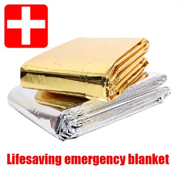 Emergency Blanket Outdoor Survive First Aid Rescue Kit Windproof Waterproof Foil Thermal Blanket for Camping Hiking - Image 2