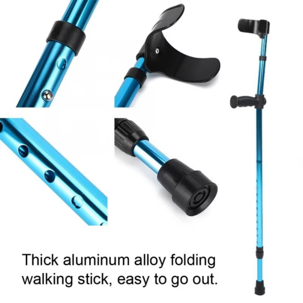 Adjustable Telescopic Underarm Cane Crutch Crutches Aluminum Alloy for Disabled Seniors Elderly Portable Folding Walking Stick O - Image 3