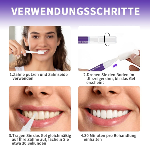 Zahnaufhellung Bleaching Stift, Purple Teeth Whitening Pen, Zähne Aufhellen, Schnelles Entfernen Aller Flecken, Zahnbleaching (3 Stück) - Image 6