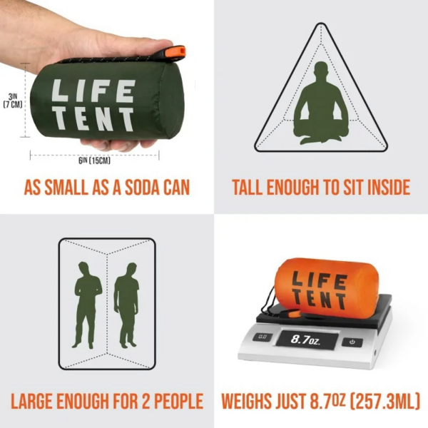 Life Tent Emergency Survival Shelter 2 Person Emergency Tent 2.4*1.5M Survival Tent Emergency Shelter with Whistle & Paracord - Image 3