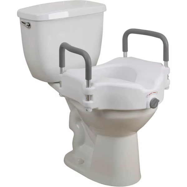 Drive Medical RTL12027RA 2-In-1 Raised Toilet Seat with Removable Padded Arms, Standard Seat