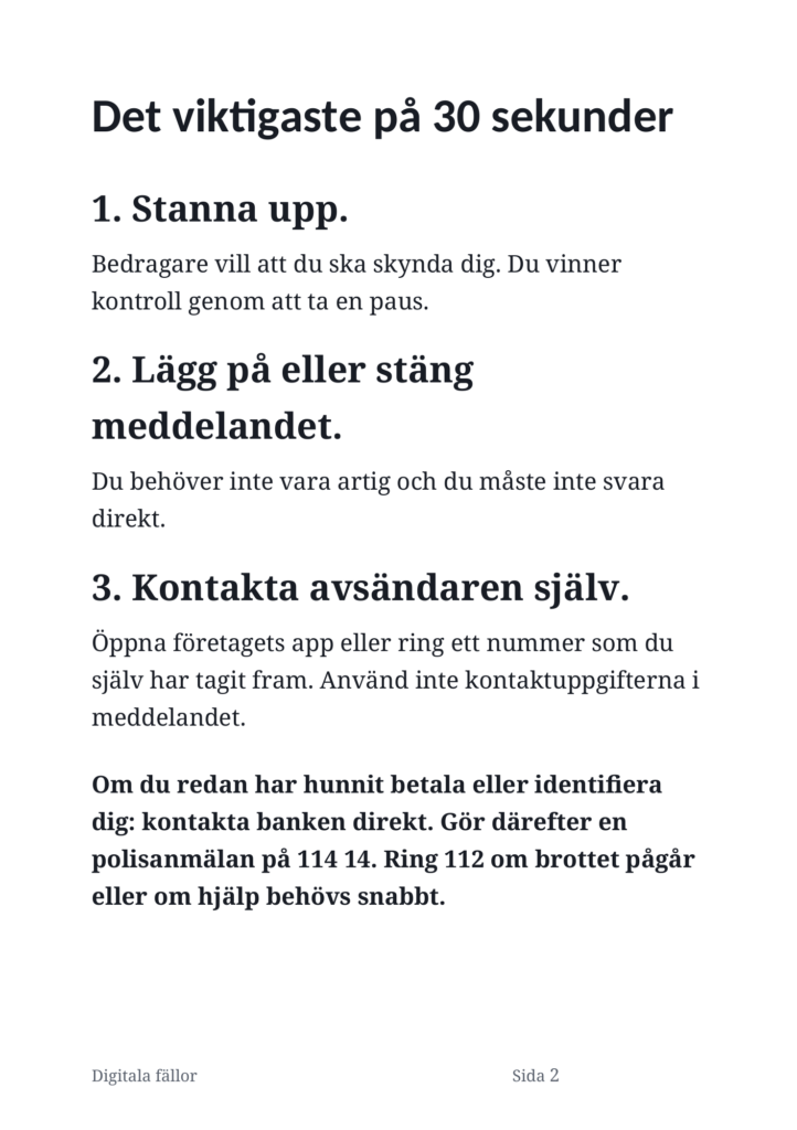 Digitala fällor– Så skyddar du dig steg för steg digitala fallor provsida 1