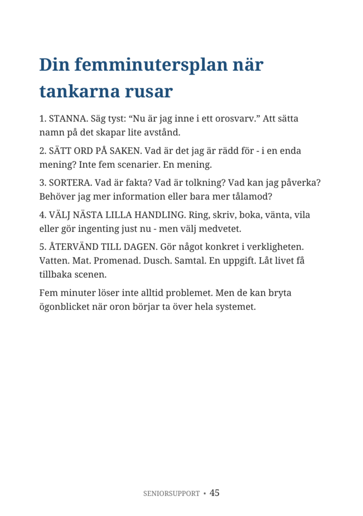 Sluta oroa dig – en praktisk och emotionell guide sluta oroa dig provsida 1 femminutersplan