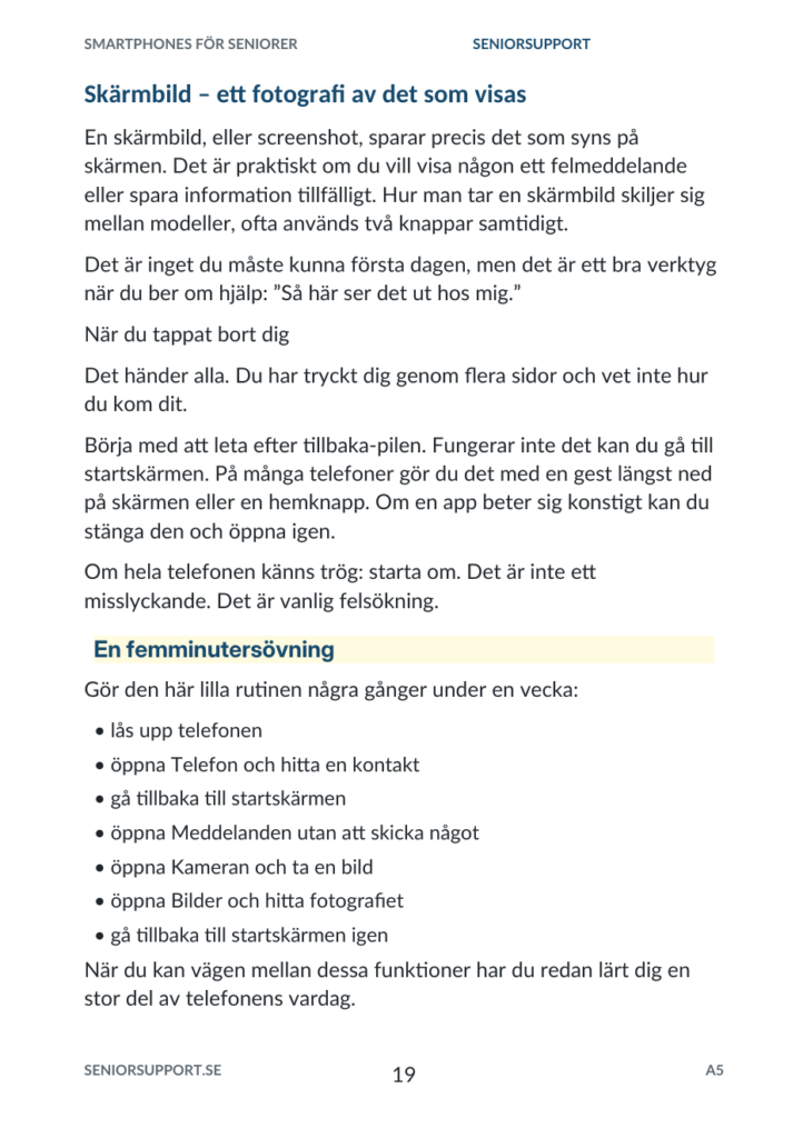 Smartphones för seniorer – En ny värld i din hand smartphones for seniorer provsida 1 ovning