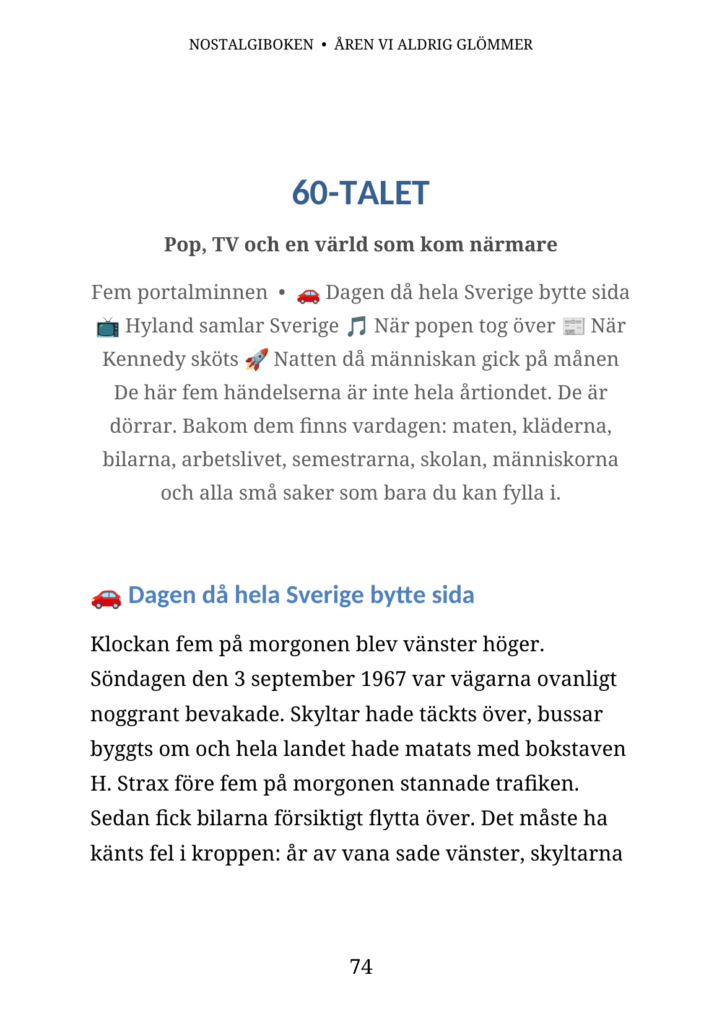 NOSTALGIBOKEN • ÅREN VI ALDRIG GLÖMMER nostalgiboken exempelsida 1