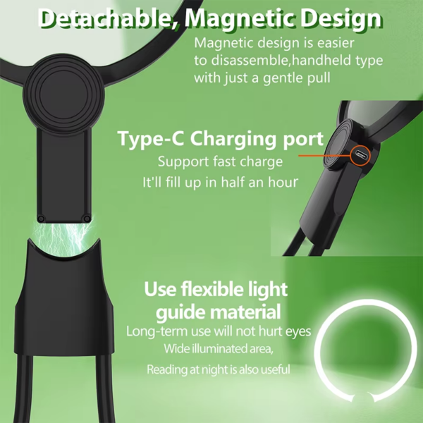 Magnifying Glass with Light for Reading: 5X Hands Free Magnifier for Neck Wear Seniors Sewing Low Vision Elderly - Bild 4